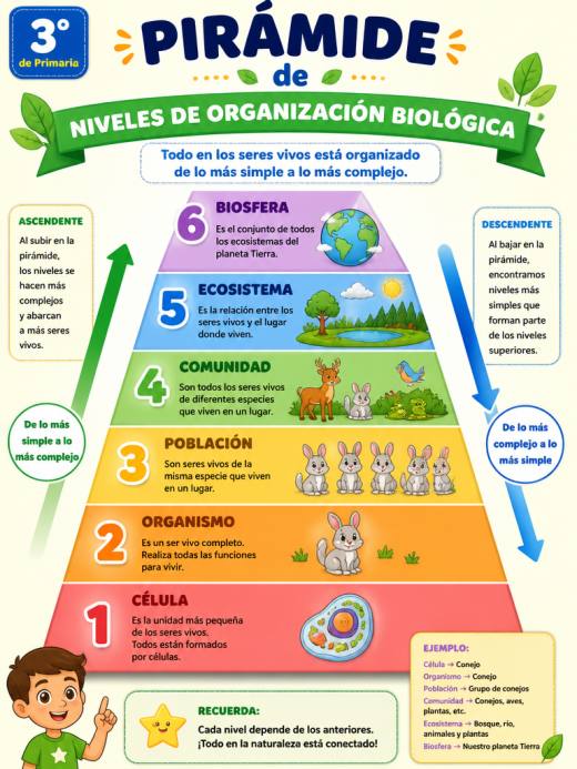 Pirámide de Niveles de Organización Biológica