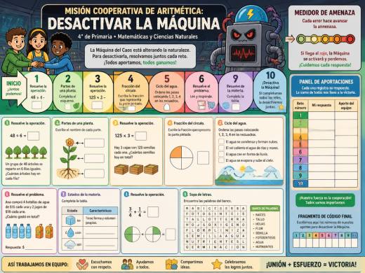 Misión Cooperativa de Aritmética: Desactivar la Máquina