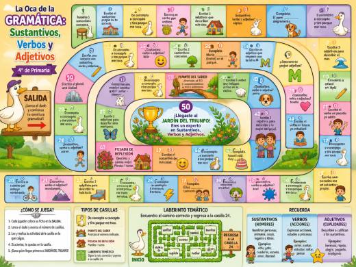 La Oca de la Gramática: Sustantivos, Verbos y Adjetivos