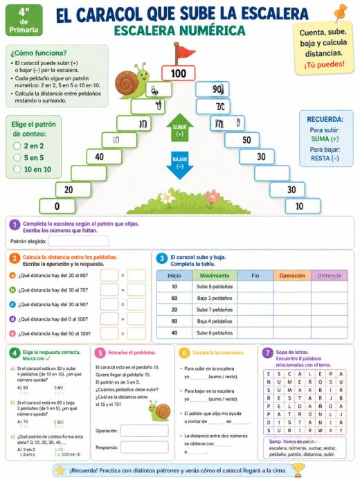 Problema de cálculo: El caracol que sube la escalera