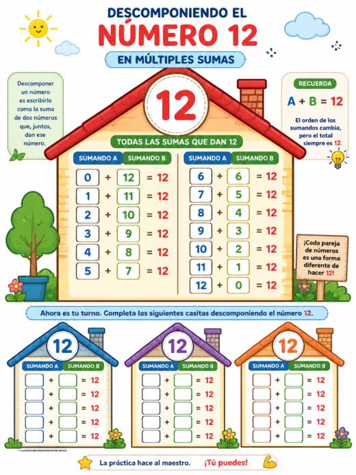 Descomponiendo el número 12 en múltiples sumas