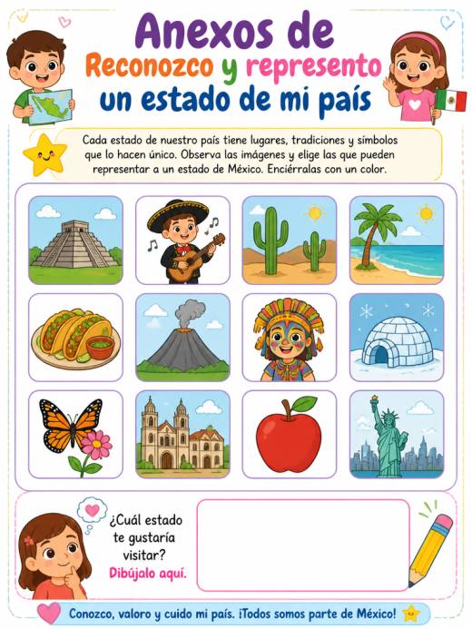 Anexos de Reconozco y represento un estado de mi país (2° de Primaria)