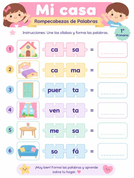 Mi casa – Rompecabezas de Palabras
