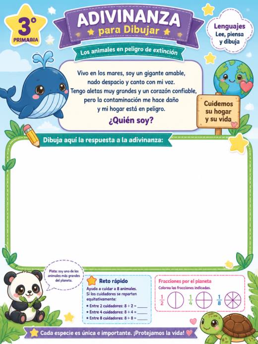 Los animales en peligro de extinción – Adivinanza para Dibujar