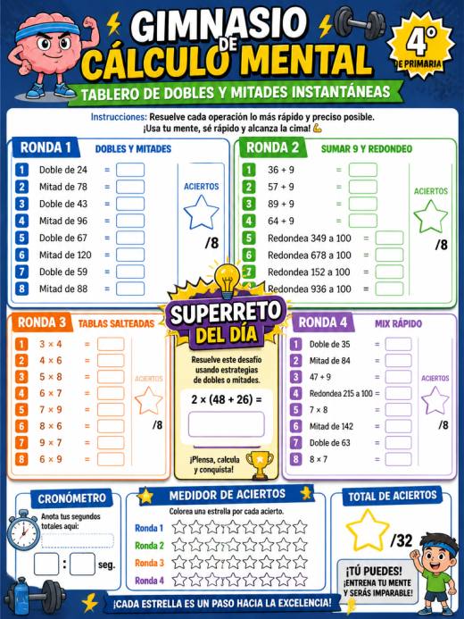 Tablero de dobles y mitades instantáneas