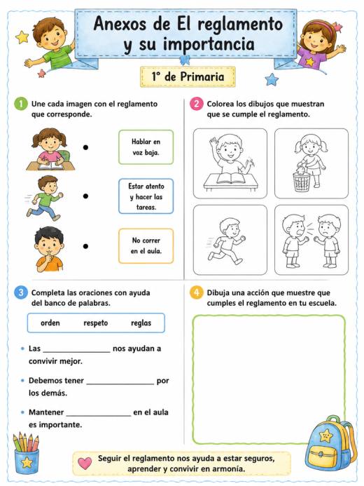 Anexos de El reglamento y su importancia (1° de Primaria)