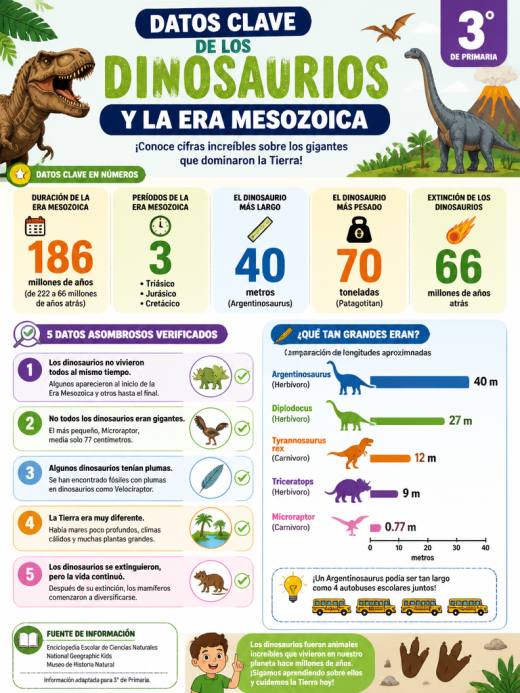 Datos Clave de los Dinosaurios y la Era Mesozoica