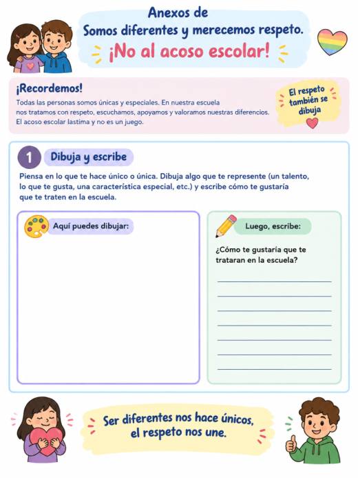 Anexos de Somos diferentes y merecemos respeto. ¡No al acoso escolar! (Primaria)