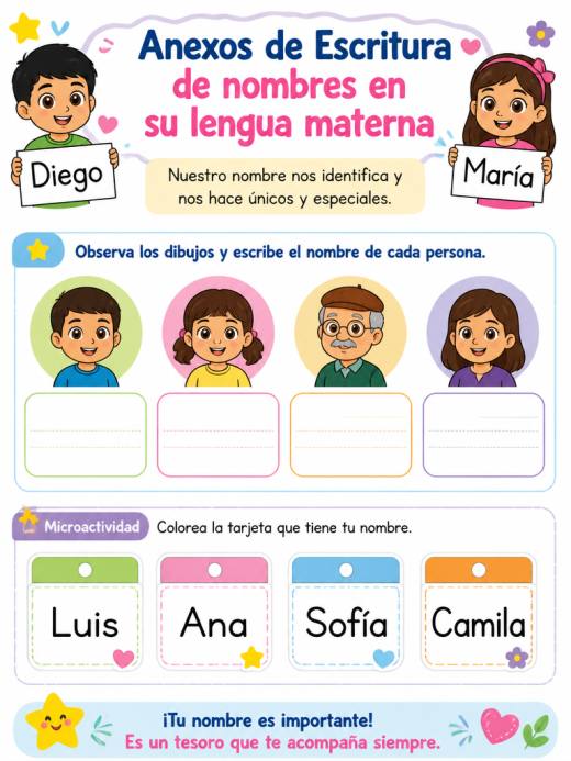 Anexos de Escritura de nombres en su lengua materna (2° de Primaria)