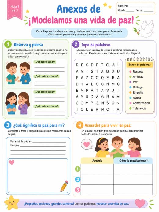 Anexos de ¡Modelamos una vida de paz! (Primaria)