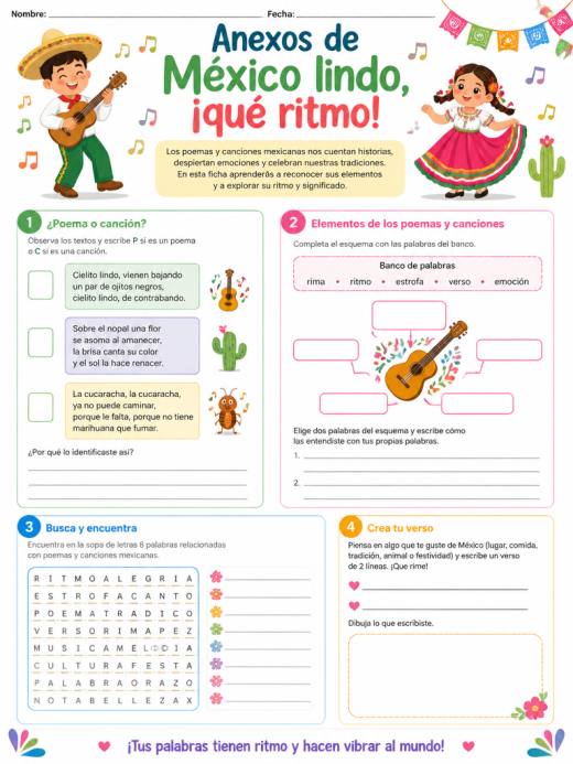 Anexos de México lindo, ¡qué ritmo! (Primaria)