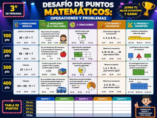 Desafío de Puntos Matemáticos: Operaciones y Problemas
