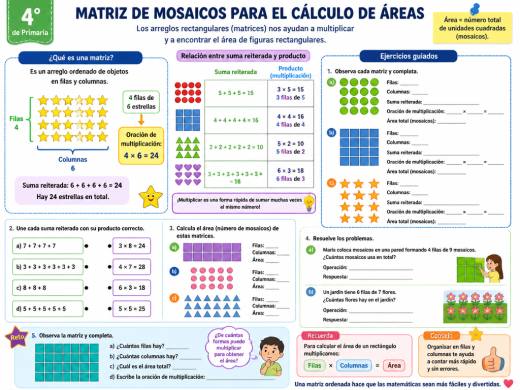 Matriz de mosaicos para el cálculo de áreas