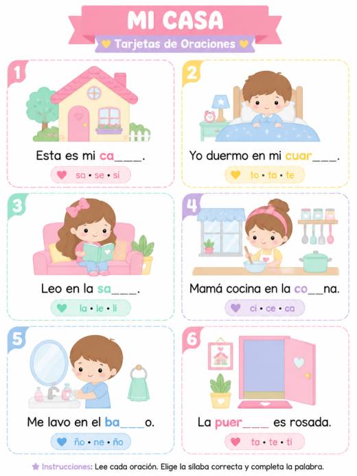 Mi casa – Tarjetas de Oraciones