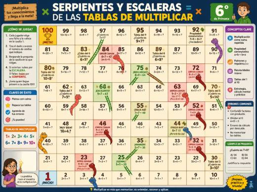 Serpientes y Escaleras de las Tablas de Multiplicar