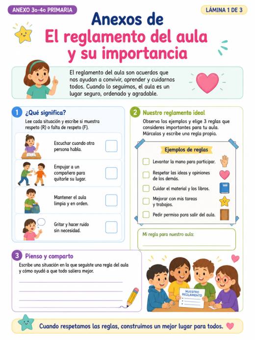Anexos de El reglamento del aula y su importancia (Primaria)