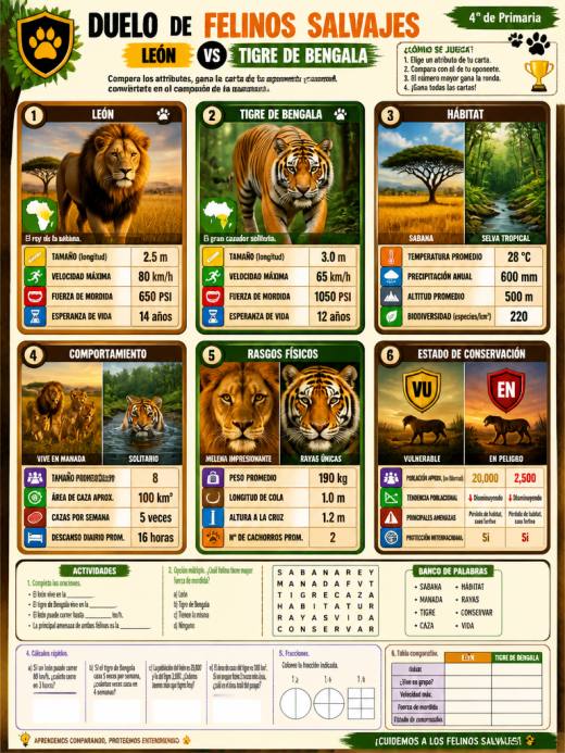 Duelo de Felinos Salvajes: León vs Tigre de Bengala