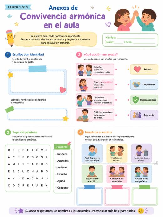Anexos de Convivencia armónica en el aula (Primaria)
