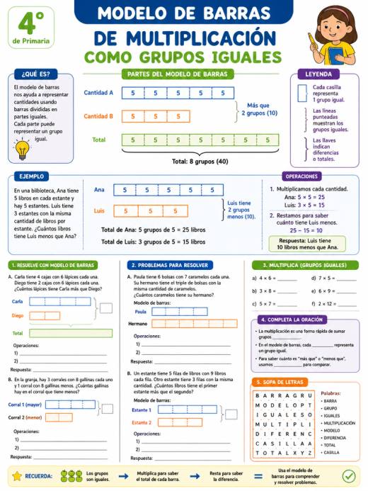 Modelo de barras de multiplicación como grupos iguales