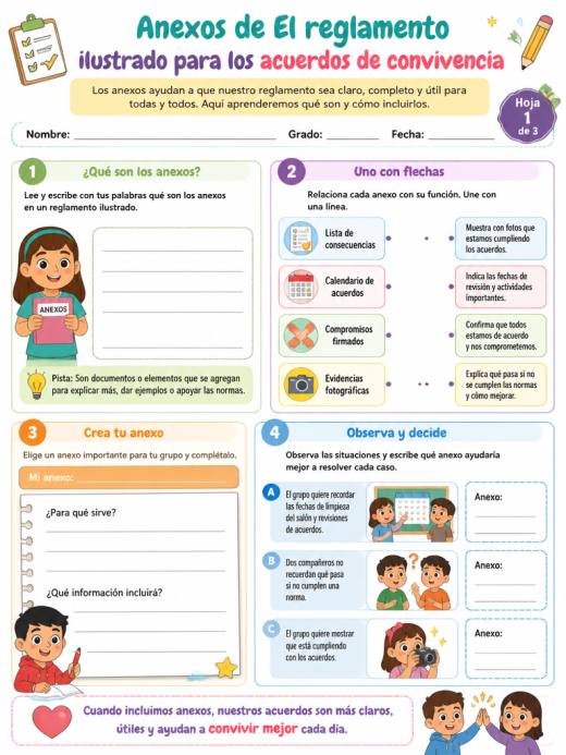 Anexos de El reglamento ilustrado para los acuerdos de convivencia (Primaria)