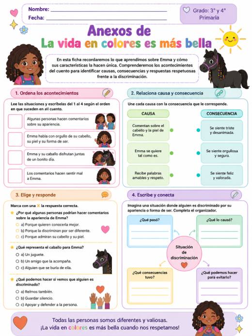 Anexos de La vida en colores es más bella (Primaria)