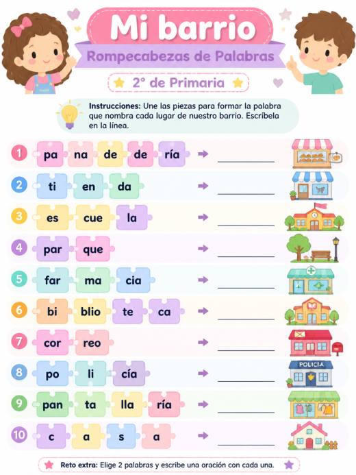 Mi barrio – Rompecabezas de Palabras