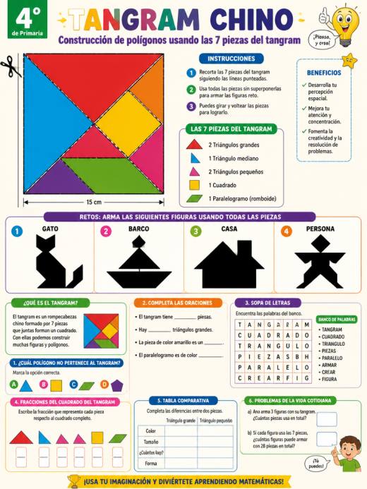 Construcción de polígonos usando las 7 piezas del tangram