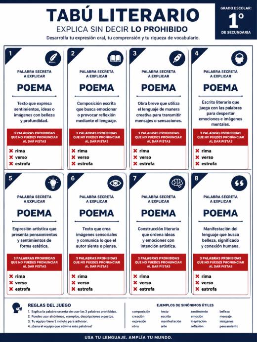 Tabú Literario: Explica 'Poema' sin decir 'rima', 'verso' ni 'estrofa'