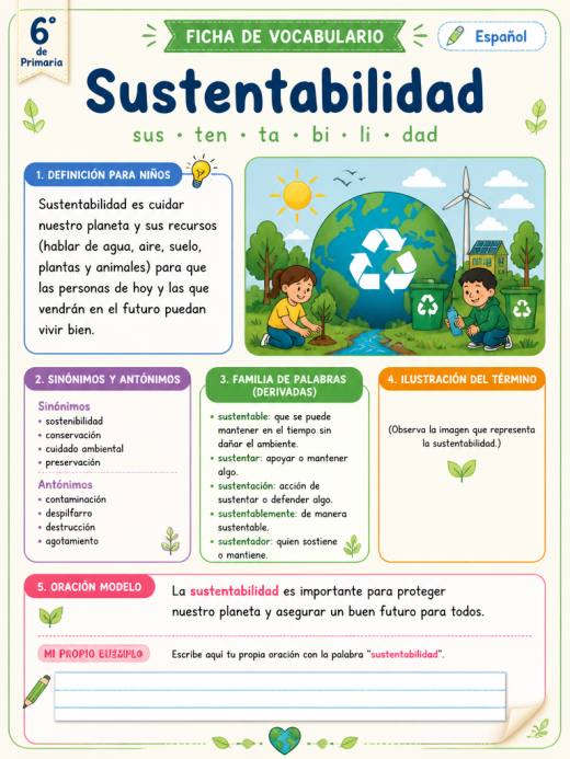 Ficha de Vocabulario: 'Sustentabilidad'