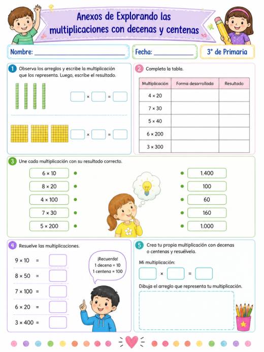 Anexos de Explorando las multiplicaciones con decenas y centenas (3° de Primaria)