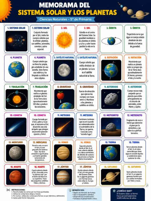 Memorama del Sistema Solar y los Planetas