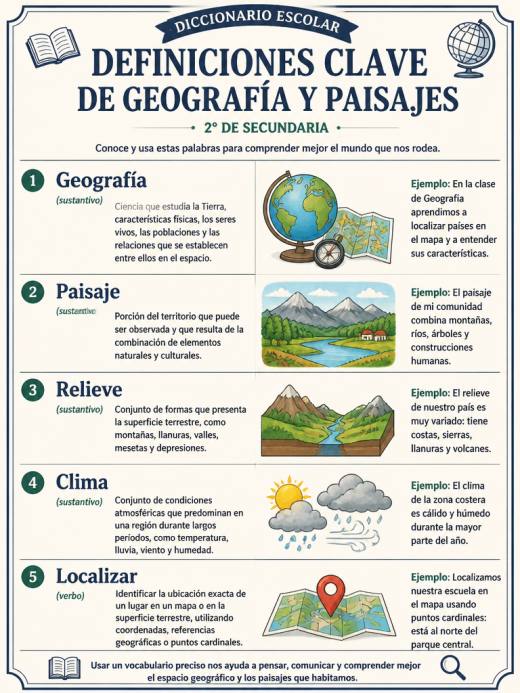 Definiciones Clave de Geografía y Paisajes