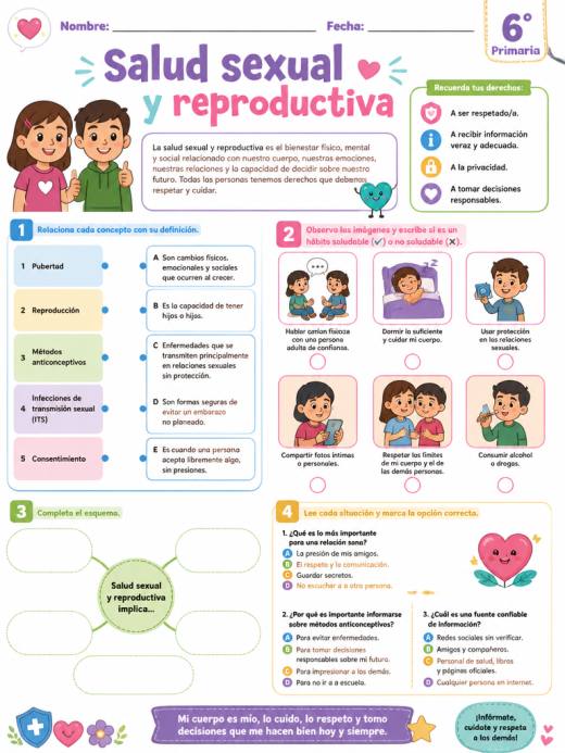 Hoja de Trabajo: salud sexual y reproductiva (6° de Primaria)