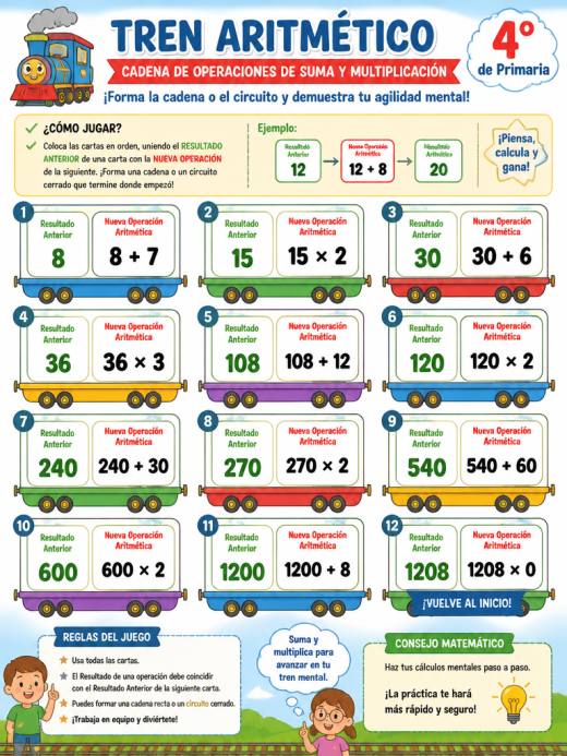 Tren Aritmético: Cadena de Operaciones de Suma y Multiplicación