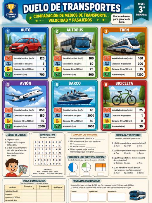 Comparación de Medios de Transporte: Velocidad y Pasajeros