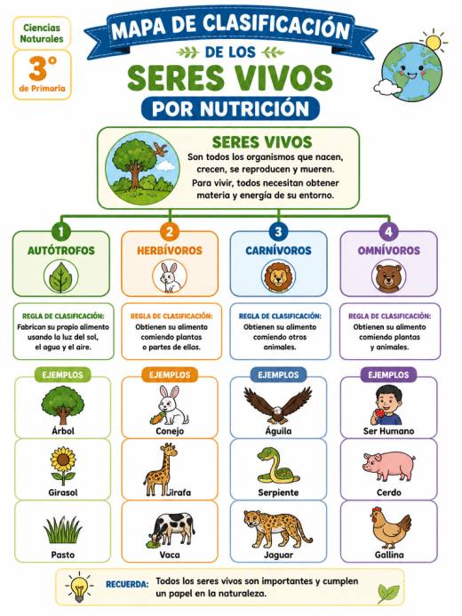 Mapa de Clasificación de los Seres Vivos por Nutrición