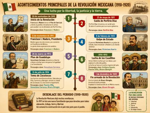 Acontecimientos Principales de la Revolución Mexicana (1910-1920)