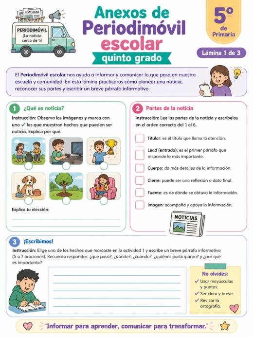 Anexos de Periodimóvil escolar quinto grado (5° de Primaria)