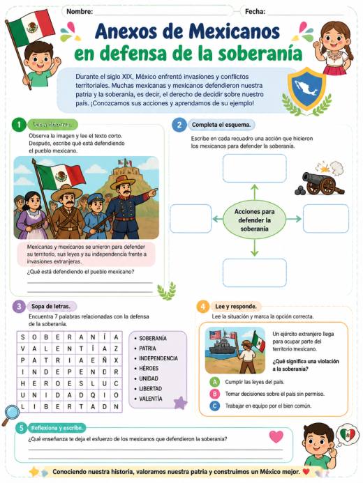 Anexos de Mexicanos en defensa de la soberanía (Primaria)