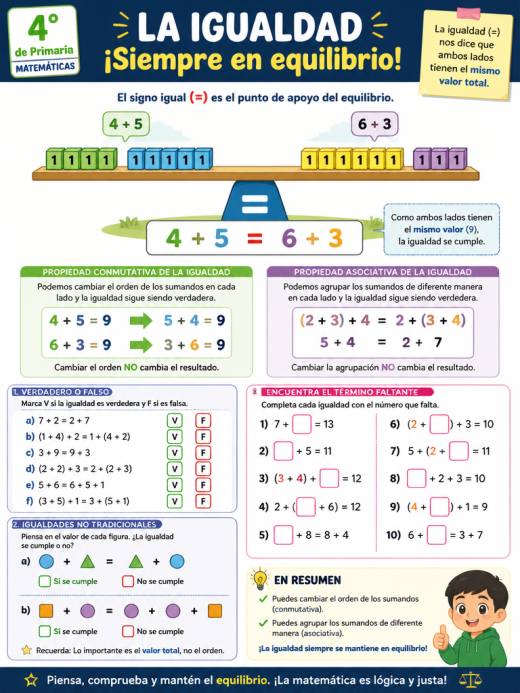 Propiedad conmutativa y asociativa de la igualdad