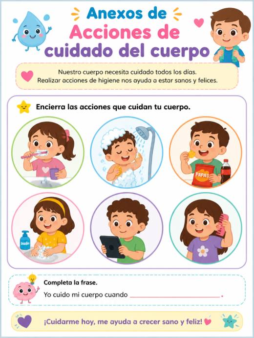 Anexos de Acciones de cuidado del cuerpo (1° de Primaria)