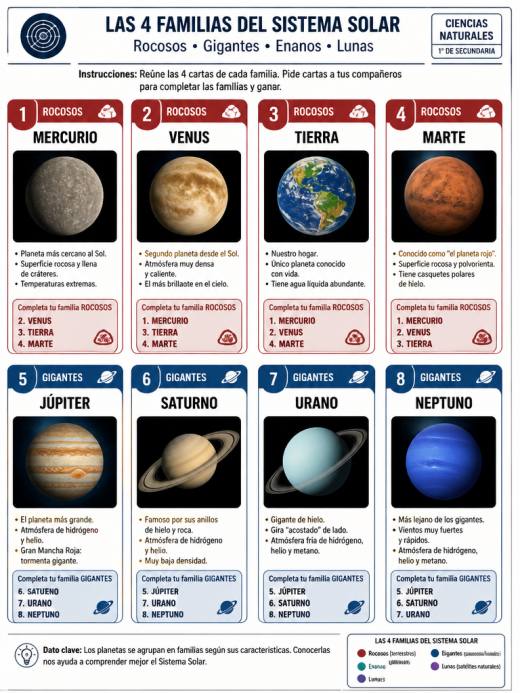 Las 4 Familias del Sistema Solar: Rocosos, Gigantes, Enanos y Lunas