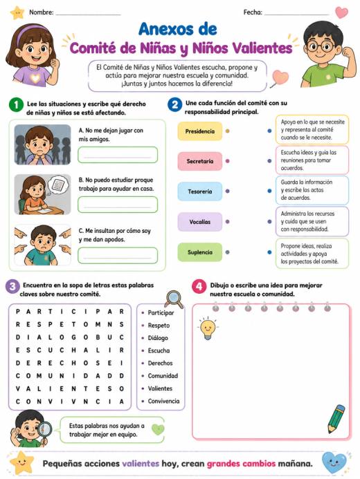 Anexos de Comité de Niñas y Niños Valientes (Primaria)