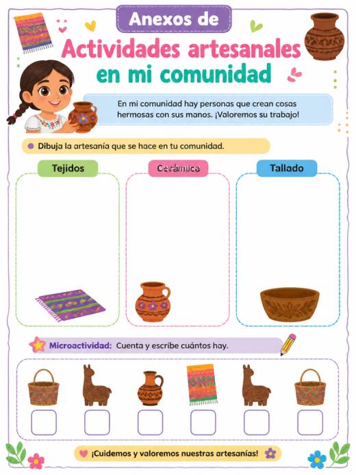 Hoja de Trabajo: Anexos de Actividades artesanales en mi comunidad (2° de Primaria)