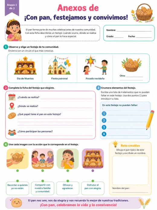 Anexos de ¡Con pan, festejamos y convivimos! (Primaria)