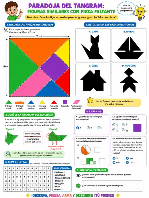 Paradoja del tangram: Figuras similares con pieza faltante