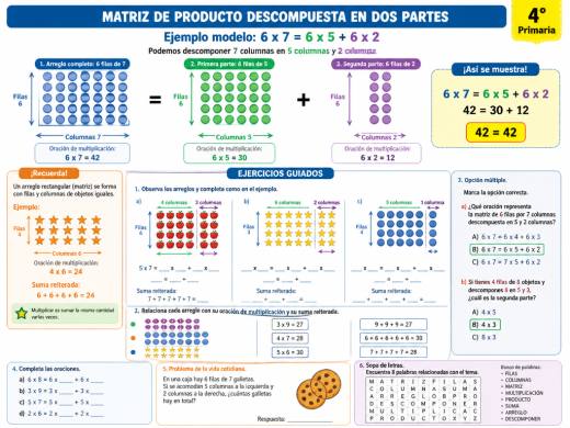Matriz de producto descompuesta en dos partes (6 x 7 = 6x5 + 6x2)