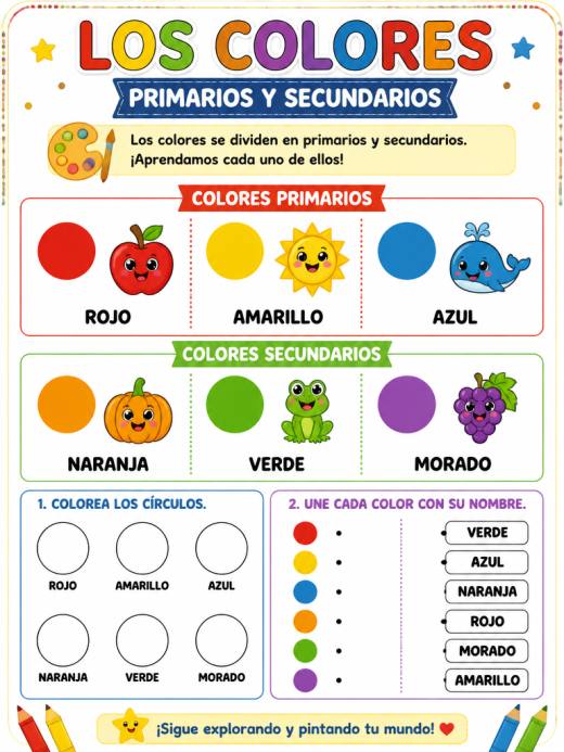 Los Colores Primarios y Secundarios