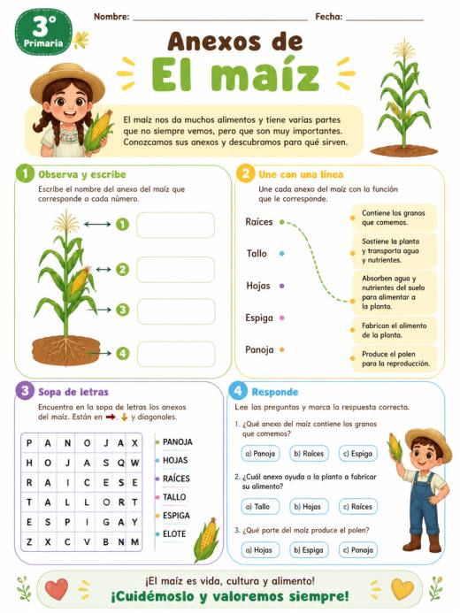 Anexos de El maíz (3° de Primaria)