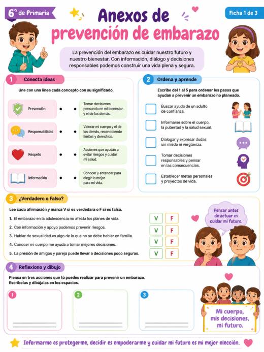 Anexos de prevención de embarazo (6° de Primaria)